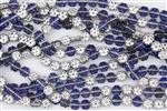 8x4mm Flower Czech Glass Beads - Silver Blue Crystal
