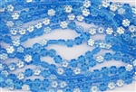 8x4mm Flower Czech Glass Beads -  Transparent Aquamarine Blue AB