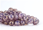 12mm Firepolish Round Czech Glass Beads - Opal Purple Gold Topaz Picasso
