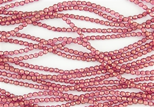 3mm Firepolish Czech Glass Beads - Cherub Pink Halo
