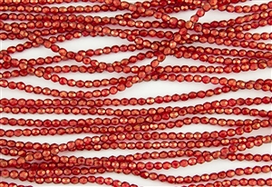 3mm Firepolish Czech Glass Beads - Cardinal Red Halo