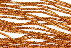 3mm Firepolish Czech Glass Beads - Sandalwood Orange Halo