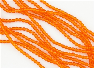 3mm Firepolish Czech Glass Beads - Transparent Hyacinth Orange