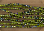 3mm Firepolish Czech Glass Beads - Opaque Olive Green Vitral