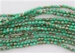 3mm Firepolish Czech Glass Beads - Turquoise Opaque Celsian Finish