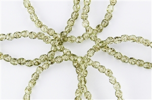 3mm Firepolish Czech Glass Beads - Transparent Rutilated Olive