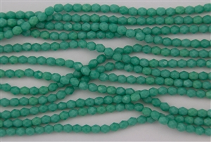 3mm Firepolish Czech Glass Beads - Turquoise Opaque