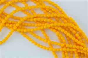 3mm Firepolish Czech Glass Beads - Opaque Sunflower Yellow