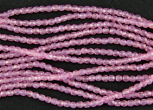 3mm Firepolish Czech Glass Beads - Milky Pink