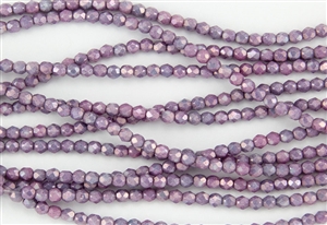 3mm Firepolish Czech Glass Beads - Opaque Luster Amethyst