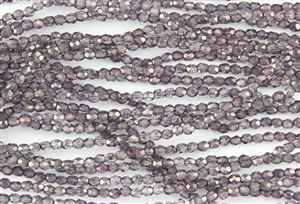 3mm Firepolish Czech Glass Beads - Rosaline Moon Dust