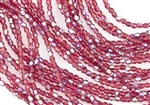 3mm Firepolish Czech Glass Beads - Transparent Fuchsia AB