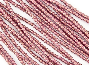 3mm Firepolish Czech Glass Beads - Cherub Pink Halo Ethereal
