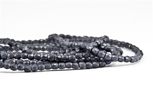 3mm Firepolish Czech Glass Beads - Hematite Metallic Matte