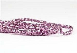 3mm Firepolish Czech Glass Beads - Pink Luster