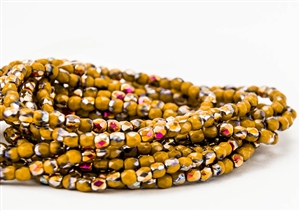 3mm Firepolish Czech Glass Beads - Mustard Luster