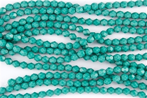 6mm Firepolish Czech Glass Beads - Persian Turquoise Opaque