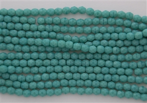 6mm Firepolish Czech Glass Beads - Turquoise Opaque