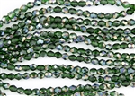 6mm Firepolish Czech Glass Beads - Emerald Celsian