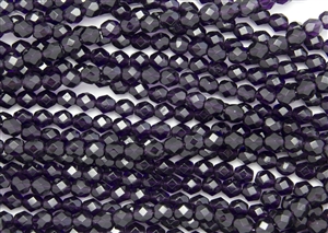 6mm Firepolish Czech Glass Beads - Dark Amethyst Transparent