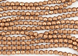 6mm Firepolish Czech Glass Beads - Copper Metallic Matte