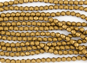 6mm Firepolish Czech Glass Beads - Goldenrod Metallic Matte