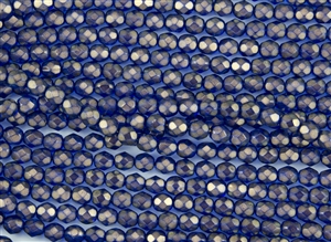 6mm Firepolish Czech Glass Beads - Ultramarine Blue Halo