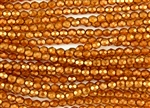 6mm Firepolish Czech Glass Beads - Sandalwood Orange Halo