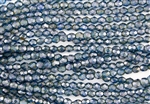 6mm Firepolish Czech Glass Beads - Capri Blue Impasto Picasso