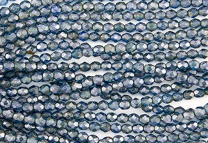 6mm Firepolish Czech Glass Beads - Capri Blue Impasto Picasso