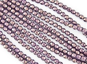 6mm Firepolish Czech Glass Beads - Regal Purple Halo Ethereal