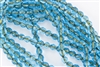 8mm Firepolish Czech Glass Beads - Aqua Matte Gold Lined
