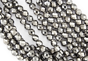 8mm Firepolish Czech Glass Beads - Chrome Metallic