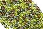 8mm Firepolish Czech Glass Beads - Olive Celsian Mix
