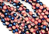 8mm Firepolish Czech Glass Beads - Opaque Pink Azuro Iris Blue
