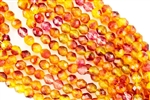 8mm Firepolish Czech Glass Beads - Transparent Cranberry Lemon