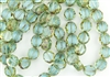 12x9mm Faceted Round Table Cut Czech Glass Beads - Aqua Picasso