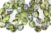 12x9mm Faceted Round Table Cut Czech Glass Beads - Green Picasso