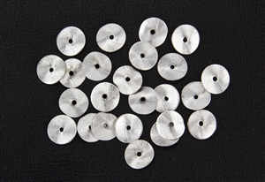 (31) Glinter Silver Substitute Metal Beads - Brushed Potato Chip - 10mm