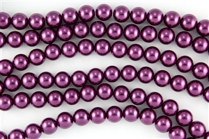 10mm Glass Round Pearl Beads - Wine