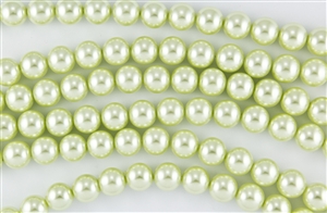 12mm Glass Round Pearl Beads - Baby Lime
