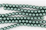 12mm Glass Round Pearl Beads - Teal Green