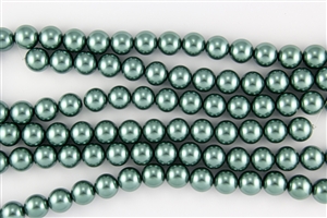 12mm Glass Round Pearl Beads - Teal Green