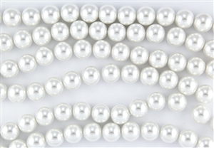 12mm Glass Round Pearl Beads - White