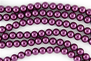 12mm Glass Round Pearl Beads - Wine