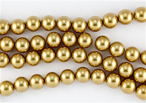 3mm Glass Round Pearl Beads - Golden