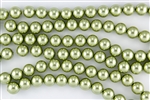 3mm Glass Round Pearl Beads - Olive