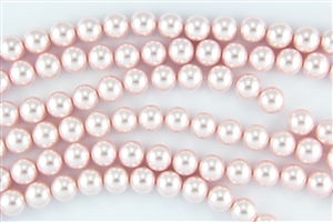 3mm Glass Round Pearl Beads - Pink