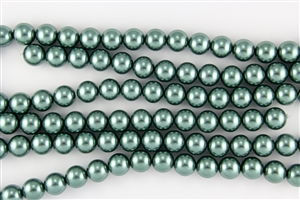 3mm Glass Round Pearl Beads - Teal Green