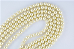 3mm Glass Round Pearl Beads - Vanilla